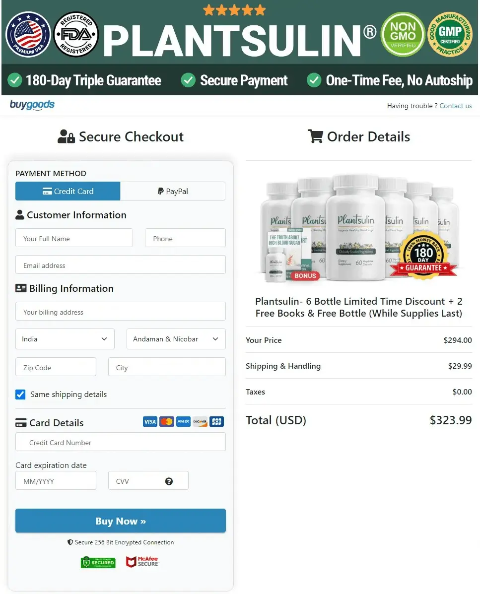 Plantsulin Official Website Secure Order Page